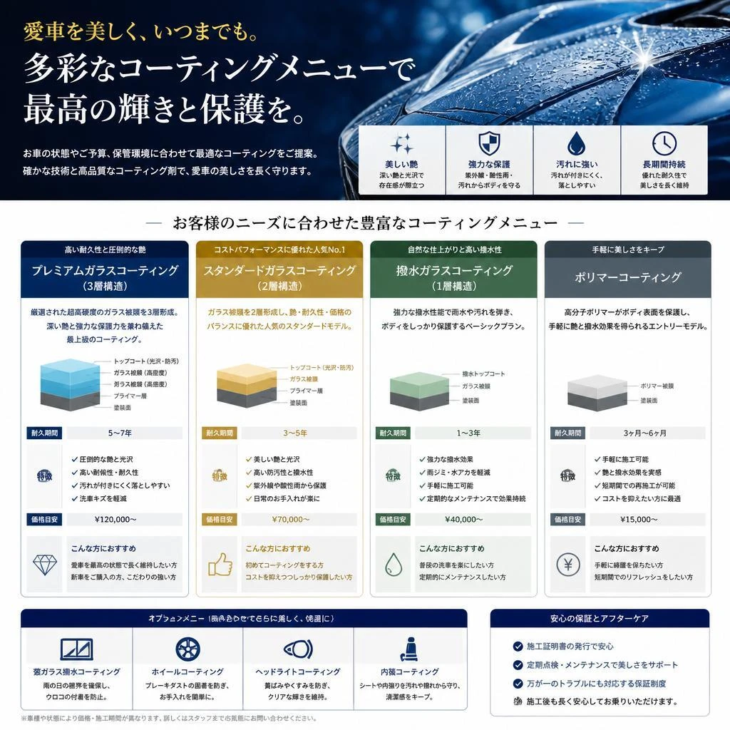 豊富なサービスメニューと施工内容