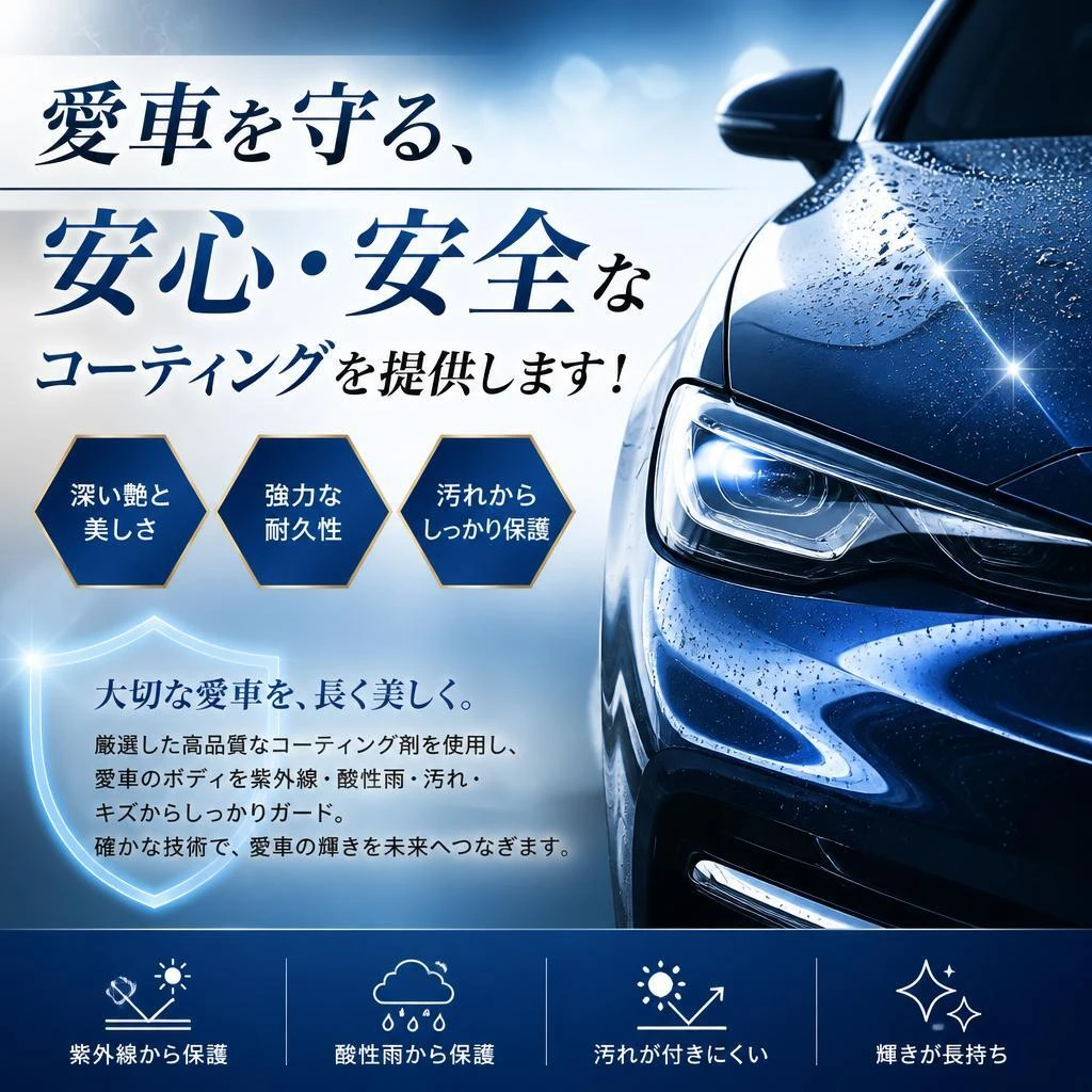 愛車を守る、安心・安全なコーティングを提供します！