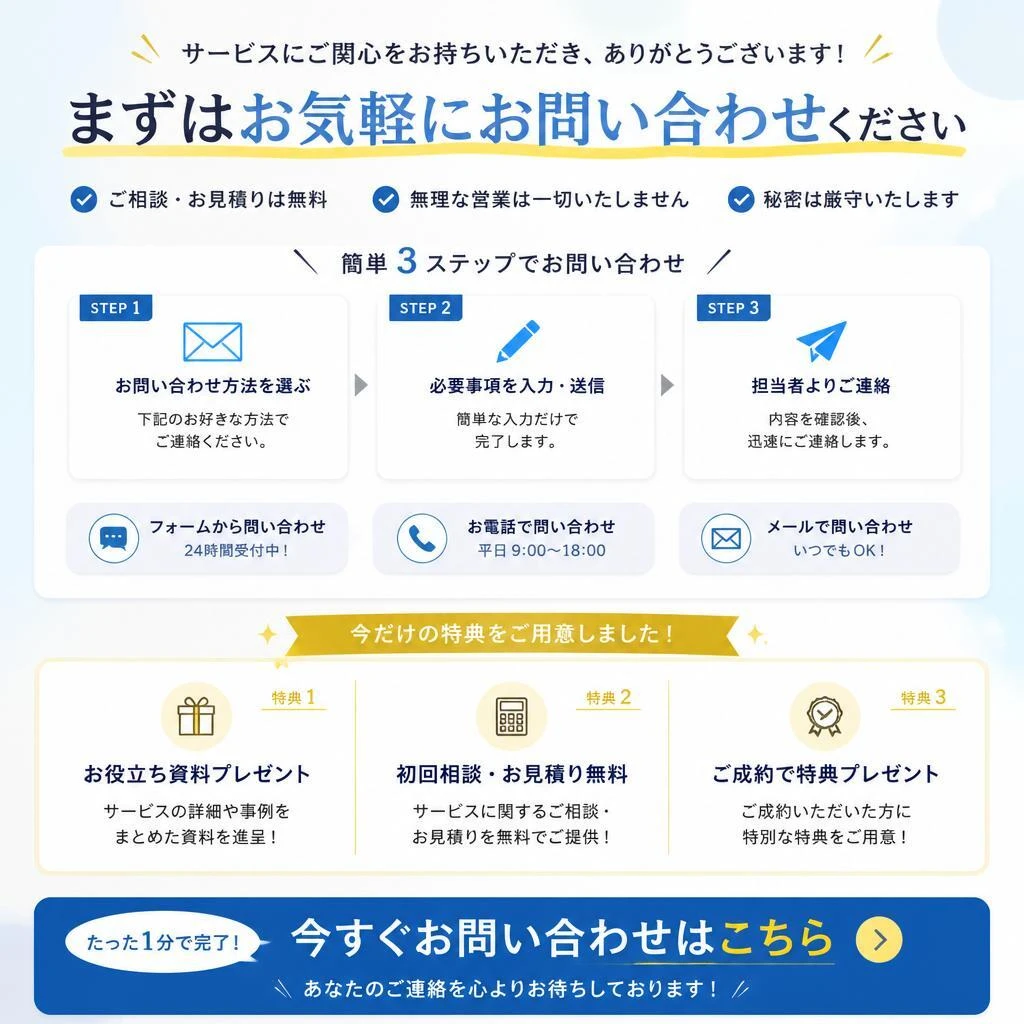 今すぐお問い合わせを！