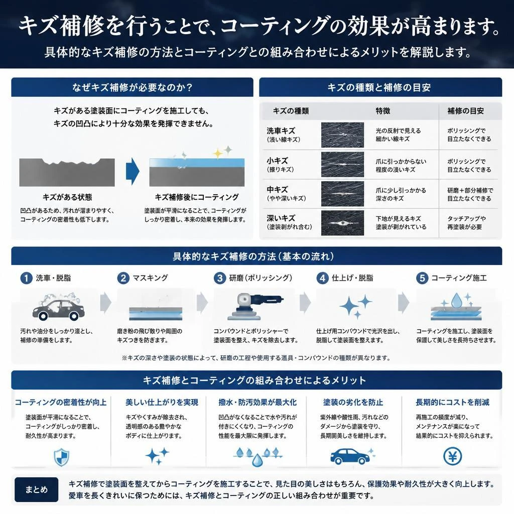 キズ補修とカーコーティングの相乗効果