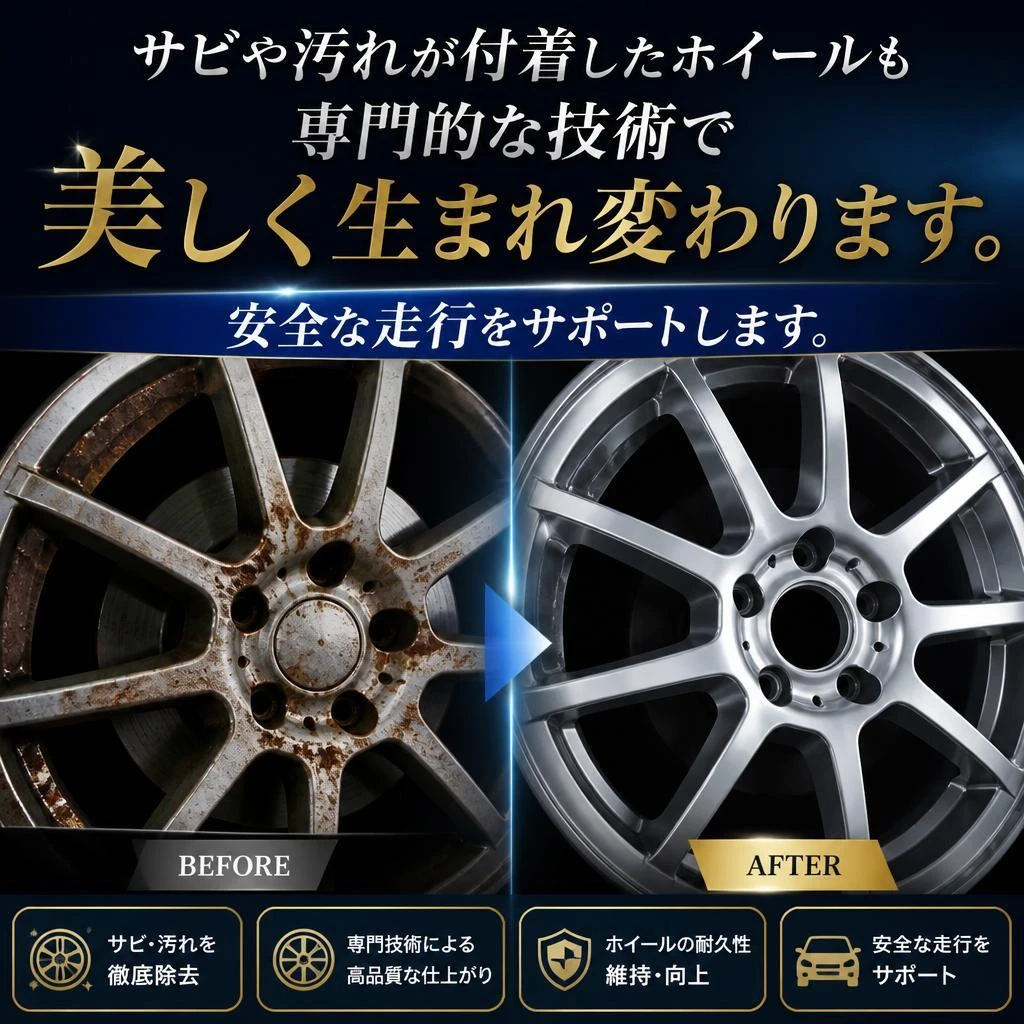 ホイールサビ取りの専門技術