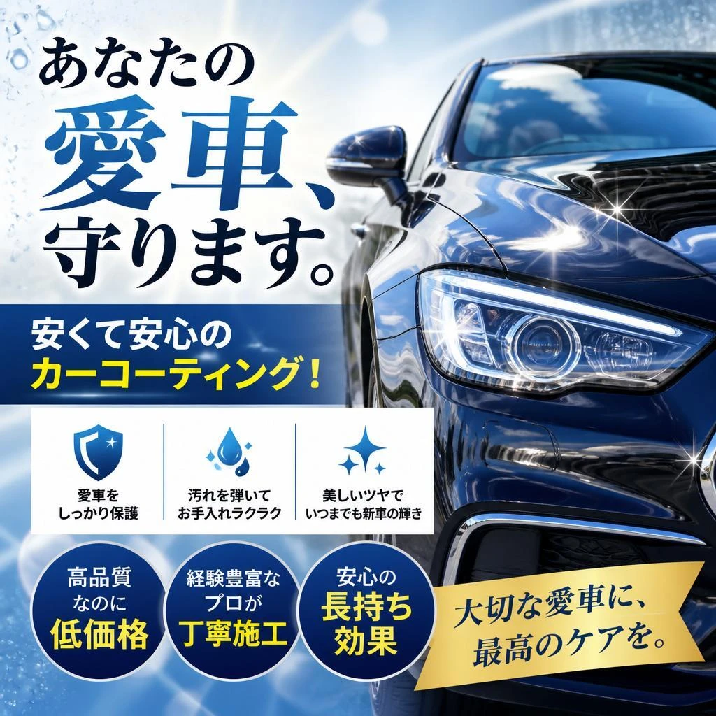 あなたの愛車、守ります。安くて安心のカーコーティング！