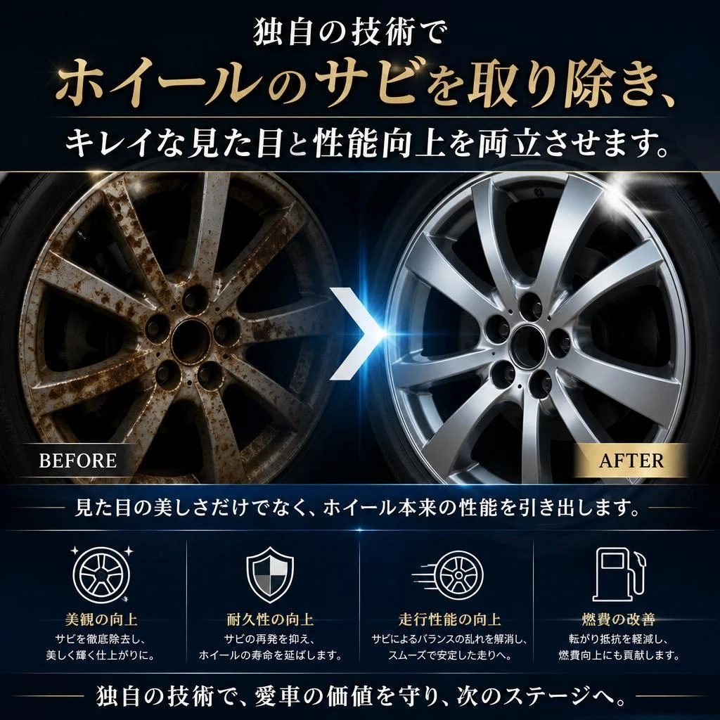 ホイールサビ取りのプロフェッショナル